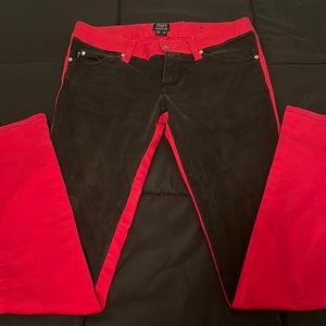 Tripp Nyc Black & Red Split Skinny Jeans